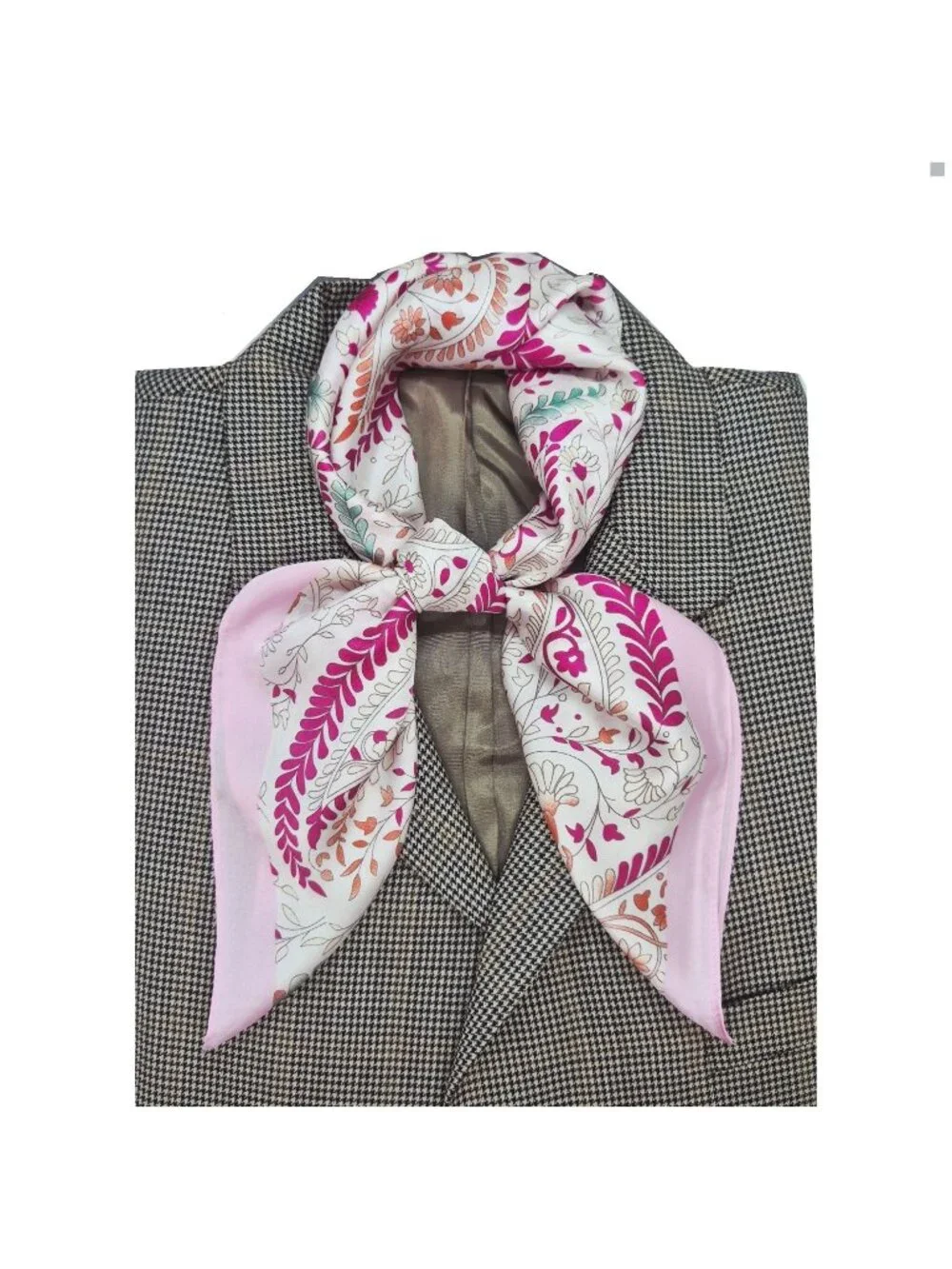 ✨Luxury Silky Square Scarf Pink Magenta Beige Paisley Vintage Print Wrap Stylish